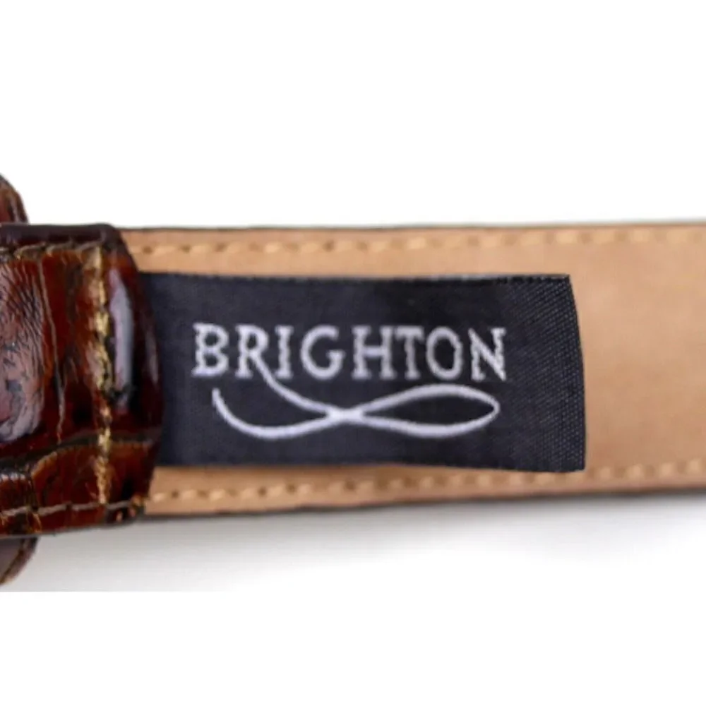 VTG Brighton CROCO EMBOSSED BROWN GENUINE LEATHER 1